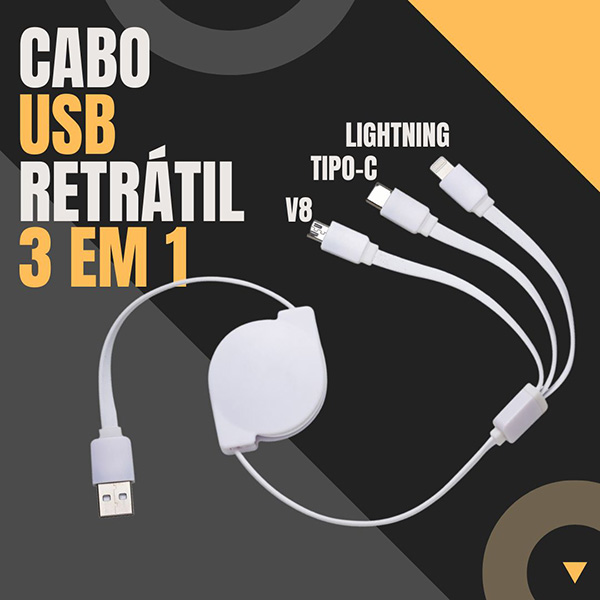 Cabo USB Retrtil 3 em 1